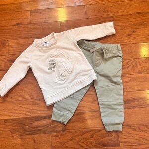 Tommy Bahama Kids Dinosaur ROAR Sweatshirt and Pants Set Beige green 18 M Preppy
